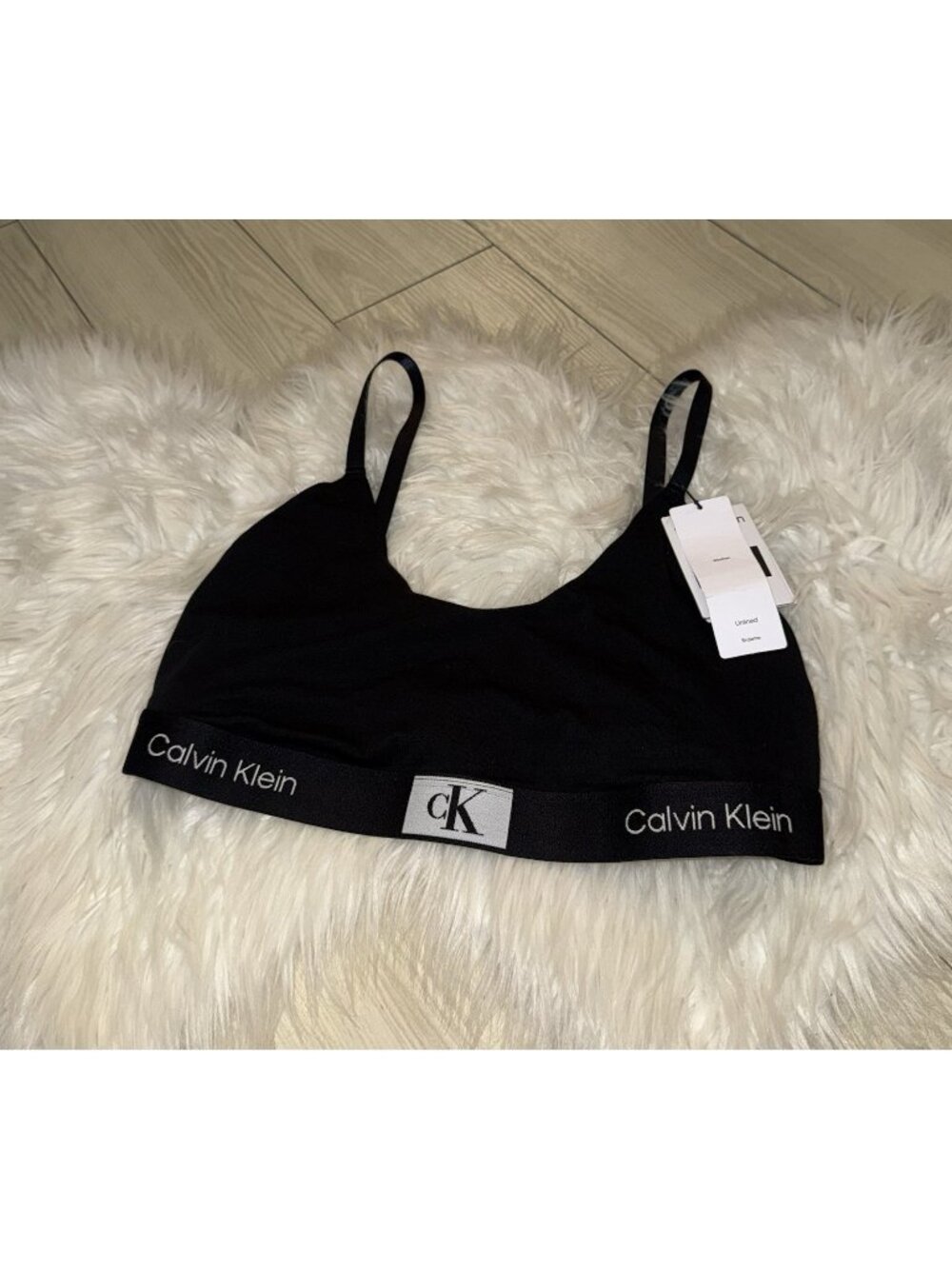 Calvin Klein QF7216 1996 Unlined Bralette Bra WF Womens XL XLarge Black New